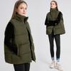 Women's autumn and winter sleeveless cotton clothes medium and long stand-up collar thermal down cotton vest thickened vest jacket