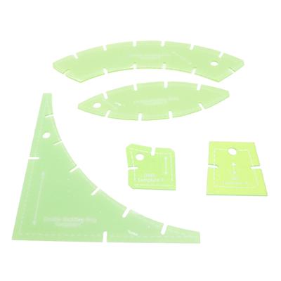 5 Stück Quiltvorlagen-Set Multifunktional Transparent Grün Kunststoff Näh-Zuschneidevorlagen