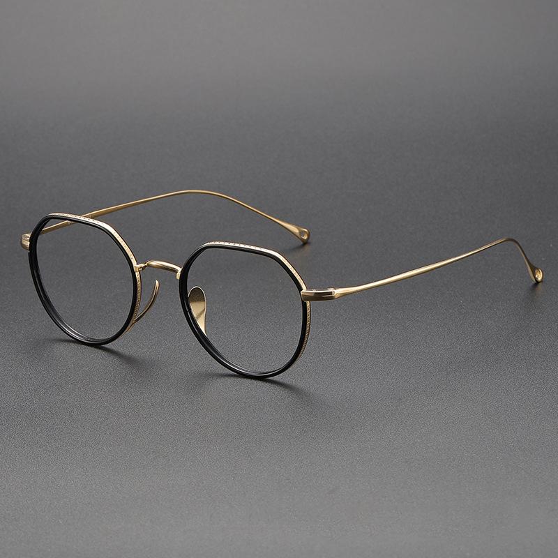 

Japanese Designer Replica Handmade Polygon Pure Titanium Glasses Frame Fashion Luxury Brand Small Oval Men Women Eyewear