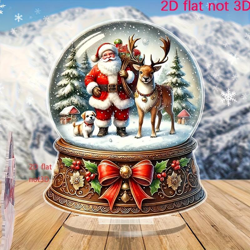 Christmas Santa Claus Snow Scene 2D Acrylic Ornament for Home Décor