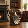Distressed Finish Phone Telephone Resin Figurine, Retro Model Statue with Matte Finish, Old-Fashioned Style Victorian Desk Decor for Home Office