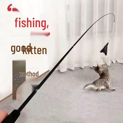 Canna Retrattile per Gatto da 1,8 m con Accessorio Piuma - Resistente ai Morsi, Lunga, Gioco Interattivo per Alleviare la Noia