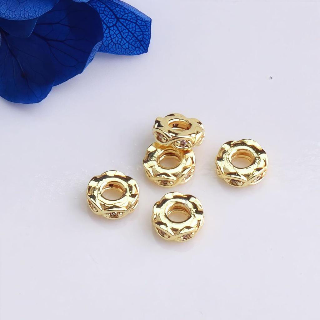 14K Gold-Filled Zirconia Twisted Rope Spacer Beads for DIY Jewelry
