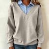 Women's Casual Color Block Collared Long Sleeve Pullover Sweatshirt for Everyday Wear