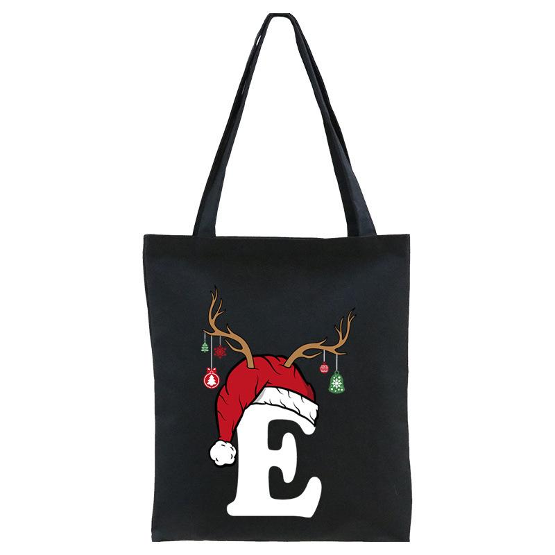 Christmas 26 English Letter Printing Tote Bag Shoulder Bag Women's New Large Capacity Go Out Portable