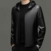 Elete Men's Hooded Lambskin Leather Jacket