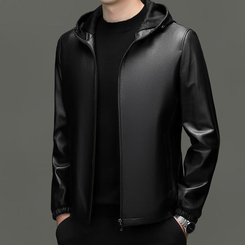 Elete Men's Hooded Lambskin Leather Jacket