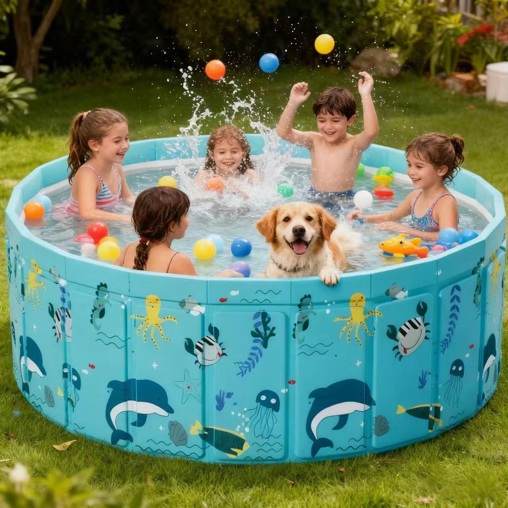 Faltbarer Haustier-Bade- und Spielpool für Hunde und Katzen – Kinder-Bällebad und Wasserspaß