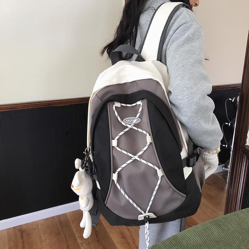 Schoolbag1011 New Korean Dopamine Backpack Female Neutral Large Capacity Drawstring Harajufeng Junior High School Student Schoolbag