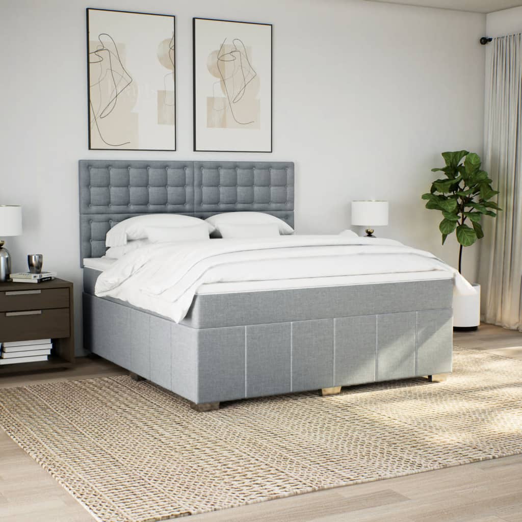 Vidaxl Letto Continentale Con Materasso, Grigio Chiaro, Tessuto, 180X200Cm