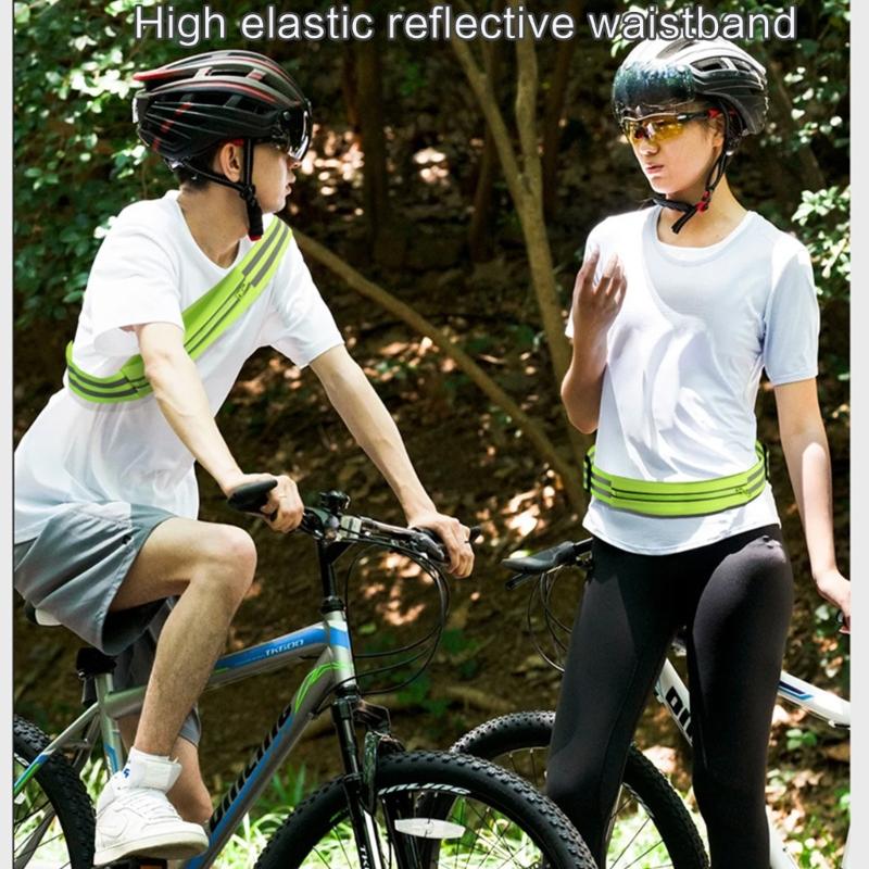 Reflective Glow Belt Be Seen and Protected During Nighttime Workouts! Reflective Waist Belt Storage Pocket Armbands