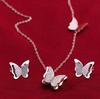 Elegant Stainless Steel Butterfly Pendant Necklace & Earring Set - Minimalist Clavicle Chain Jewelry