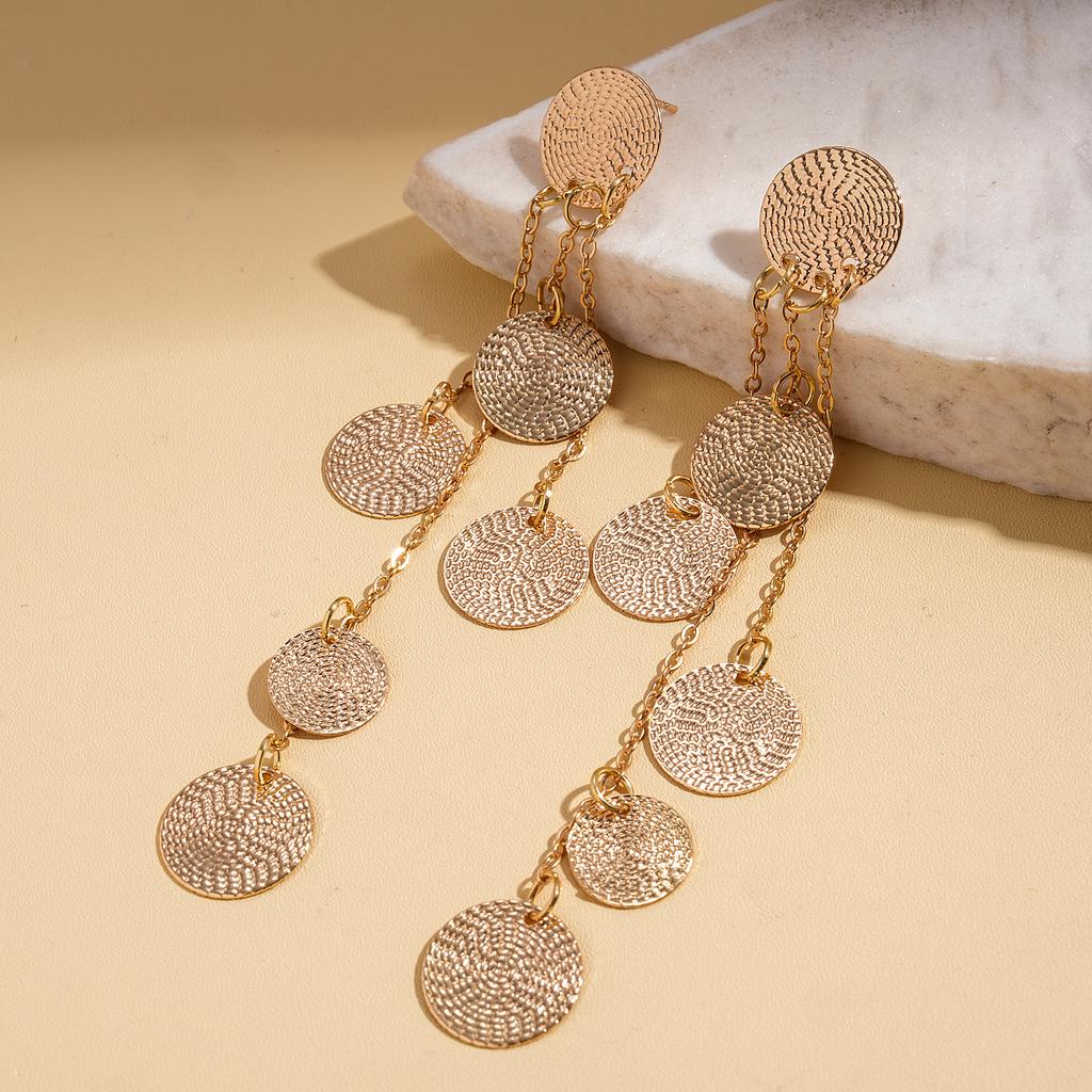 European and American metal wind geometric leaves round earrings light luxury high-end stud earrings design niche earrings women