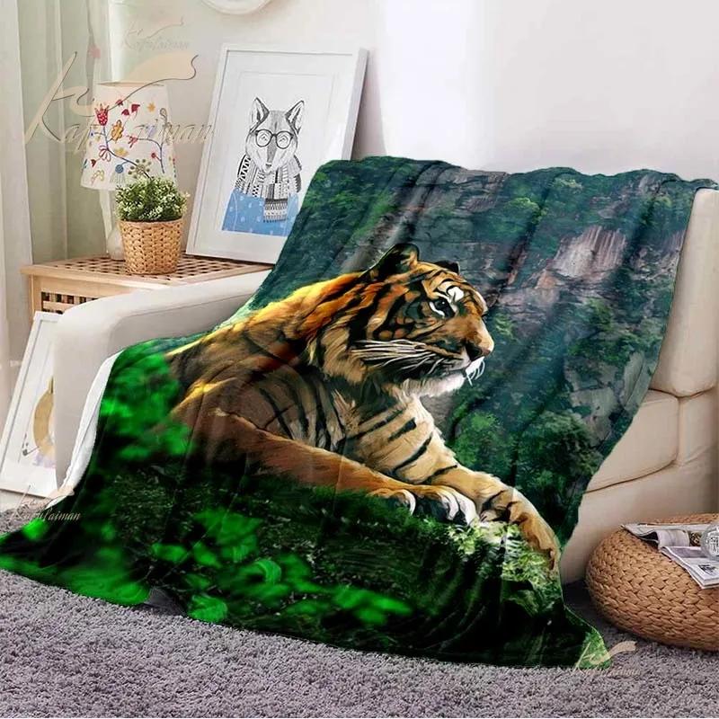 Dragon Tiger Print Soft Warm Throw Blanket Cartoon Animals Pattern Lightweight Flannel Bed Blanket Boy Teenagers Adults Blankets