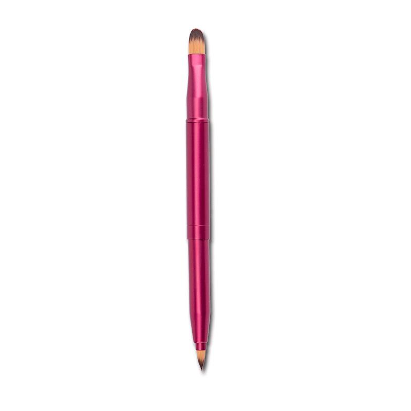 Double-Ended Retractable Lip Brush with Cap - Portable, Colorful Metal Design for Makeup Artists