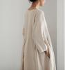 Plus Size Women Loose Cotton Linen Dress Oversized Round Neck Long Dress Elegant Casual Robe Spring Summer Autumn Dresses