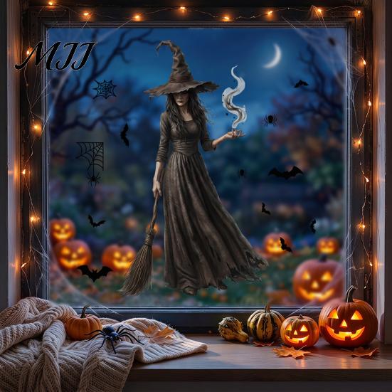 Seasonal Party Accessories Halloween Ghost Glass Sticker, Cartoon Static Window Cling for Decorative Film Parties, Waterproof Decoration