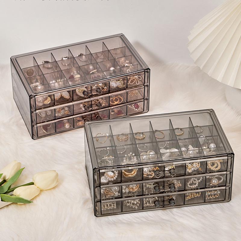 Dustproof Multi-layer Earring & Jewelry Organizer with 72 Grid Drawers
