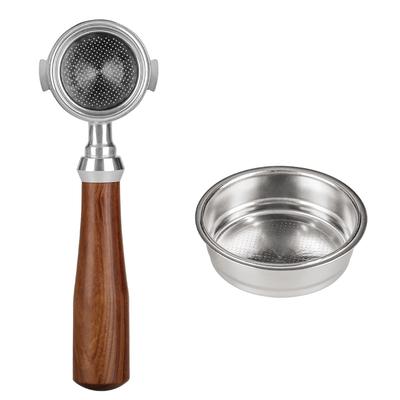 Kolba bez dna, 51 mm, do ekspresów DeLonghi 311GR-310GR/ECO310, rękojeść z drewna różanego (W zestawie koszyk filtracyjny)