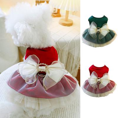 Pet Dress Comfortable Fashionable Dog Princess Dress with Bow Decoration And Traction Ring Pet Supplies