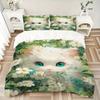 3pcs White Cat Quilt Cover Set (1 Quilt Cover + 2 Pillowcases Without Pillow Core), High-Definition Printing for Home and Dormitory.H099