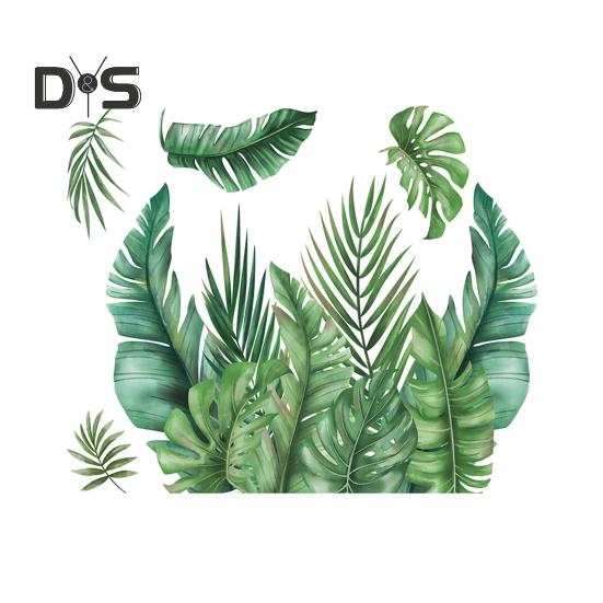 

1 лист, наклейка для унитаза, самоклеящаяся, водонепроницаемая, без следов, зеленые листья растений, настенная наклейка, наклейка, декор для ванной комнаты, туалета 30cm