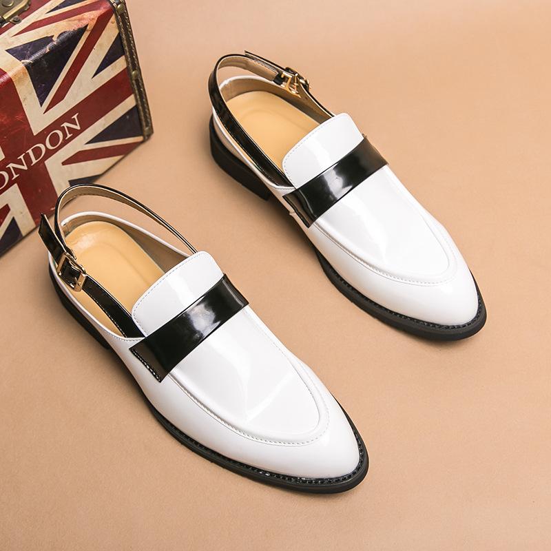 Men Casual Patent Leather Sandals Cozy Non-slip Cool Lighted Breathable Classic Fashion Comfy Outdoor Shoe Casual Sandals