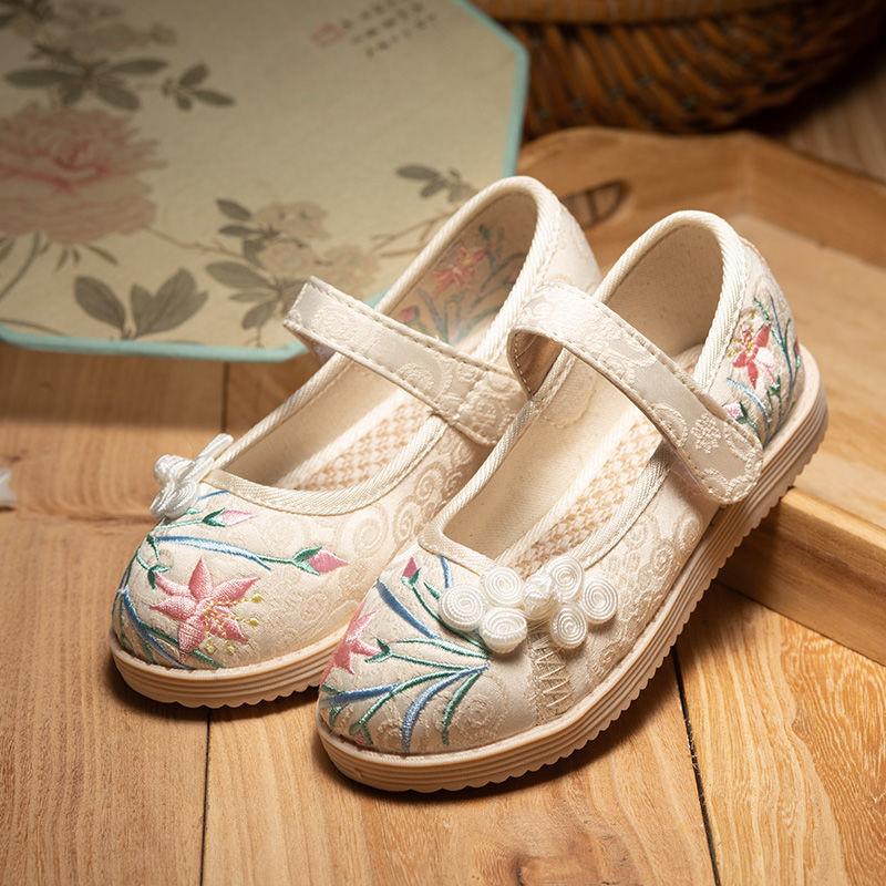 Children's Hanfu Shoes Cloth Shoes Handmade Baby Chinese Ancient Clothing Ancient Style Girls Embroidered Shoes Summer Spring and Autumn