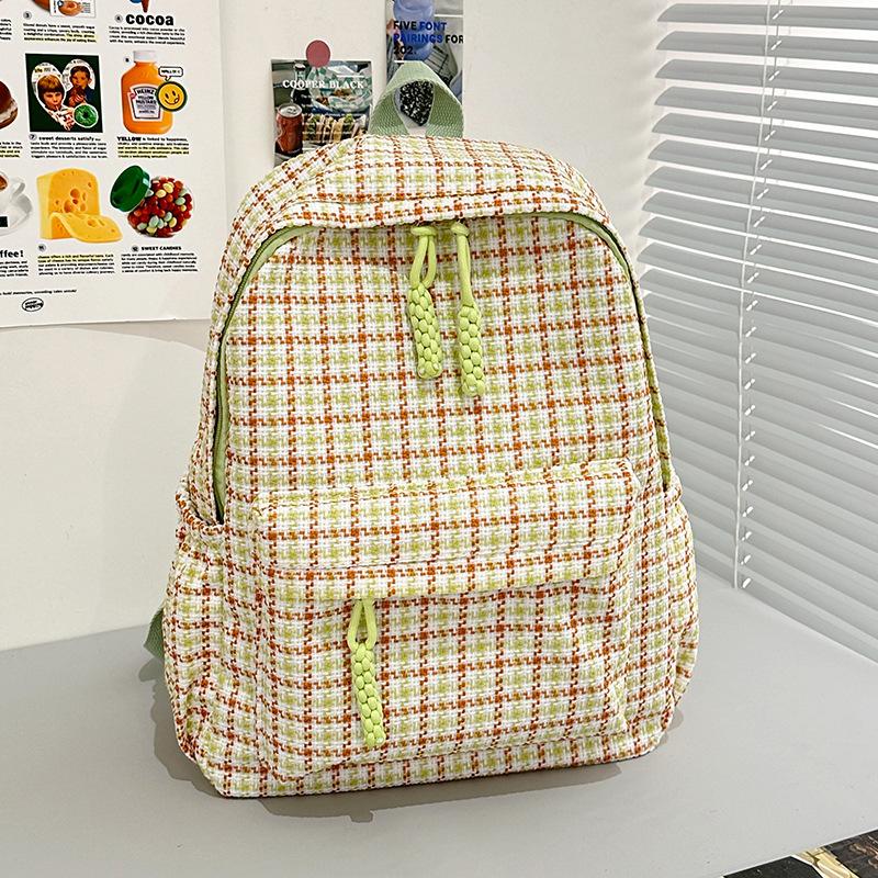 Schoolbag Japanese ins small fresh plaid small schoolbag female college student versatile casual backpack soft sister cute little backpack