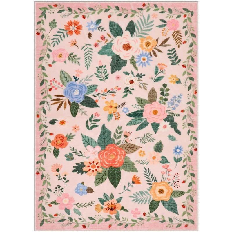

Purple Floral Living Room Carpet Washable Rugs for Bedroom Aesthetic Sofa Coffee Table Mat Modern Nursery Decoration Floor Mats 50X80cm