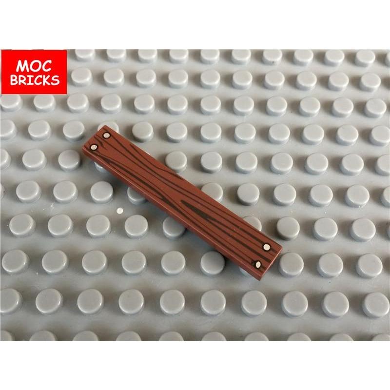 10pcs/lot MOC Bricks DIY Brown Tile 1x6 with Wood Grain Pattern fit with 6636pb143 Educational Building Blocks Kids Toys Gift