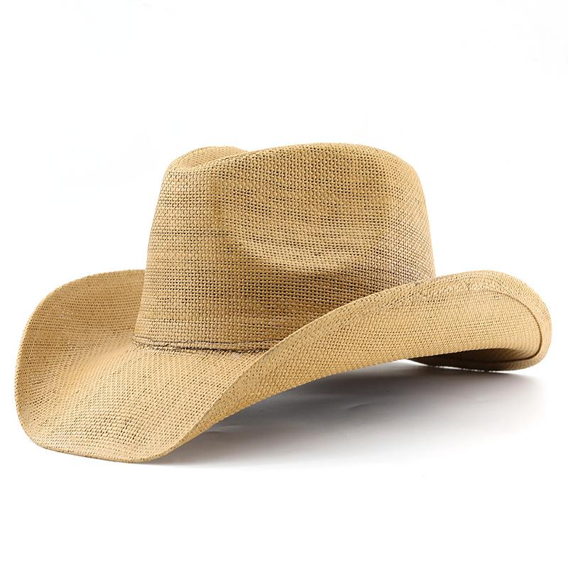 

Summer Wide Brim Sun Protection Retro Vintage Fashion Western Cowboy Hat for Men Women 56-58cm хаки