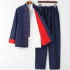 Chinese Traditional Tang Suit Kung Fu Uniform Retro Casual Cotton Linen Plus Size Tai Chi Clothing Set Man