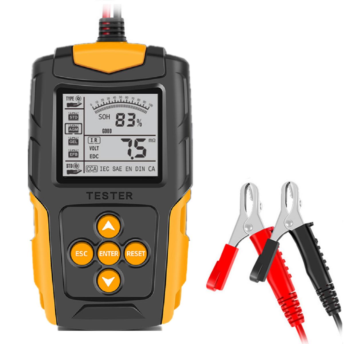 

12 В 24 В тестер автомобильного аккумулятора, ЖК-дисплей, анализатор батареи, тестовый инструмент, цифровой анализатор, тестер CCA IR SOH, измерение для автомобиля, грузовика, лодки, внедорожника жёлтый