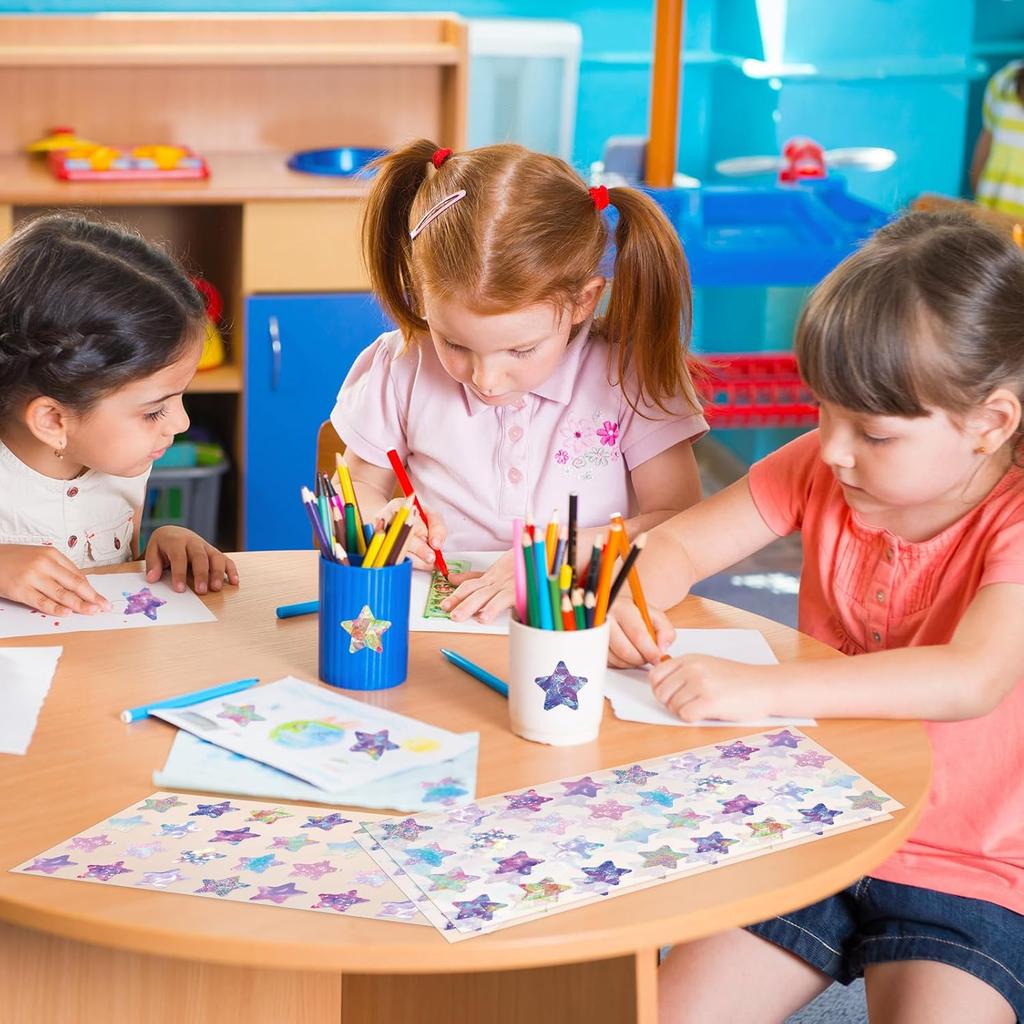 Zonon 1.6" Large 800 Pcs Star Stickers Bulk for Reward (16 Designs) Glitter Star Stickers Colored Shiny Labels for Behavior Chart Student Planner