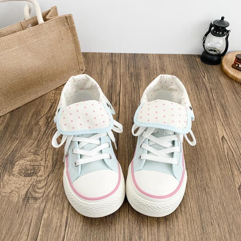 Fresh Women Canvas Shoes High Flat Canvas Sneakers Lace Up Student Black Sport Shoes Pink Girls Shoe Summer