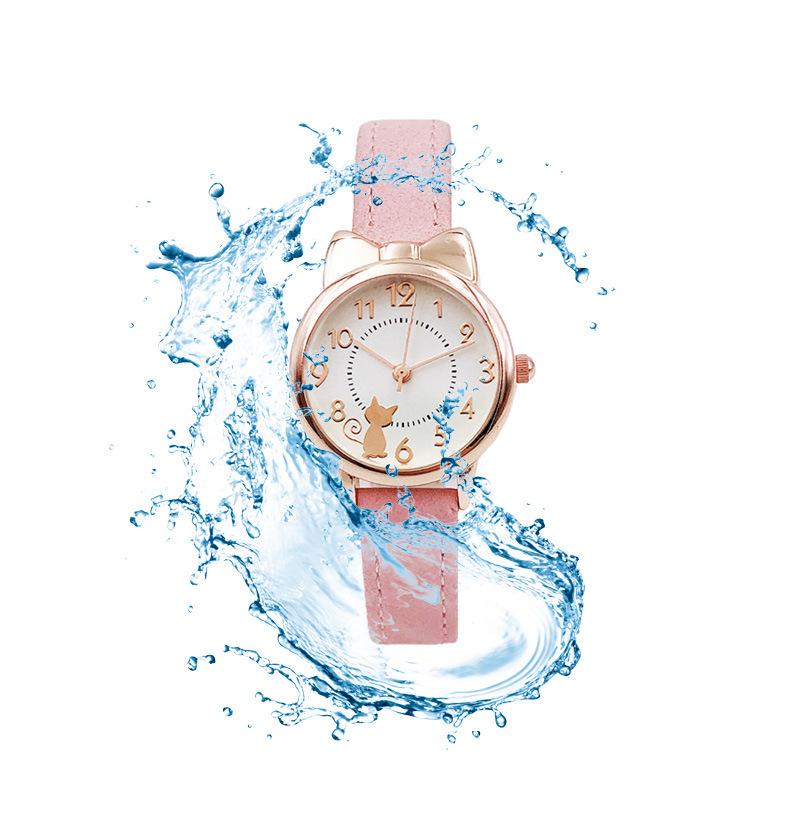 Korean Style Cute Cat Children's Waterproof Quartz Watch for Girls