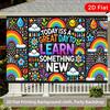 2D Flat Teacher Bulletin Board Backdrop, Colorful Inspirational Quote Photo Banner