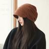 Hat Female Spring and Autumn Thin New Cold Hat Showing Face Small Pullover Hat Big Head Circumference Stacking Hat Plain Head Hat