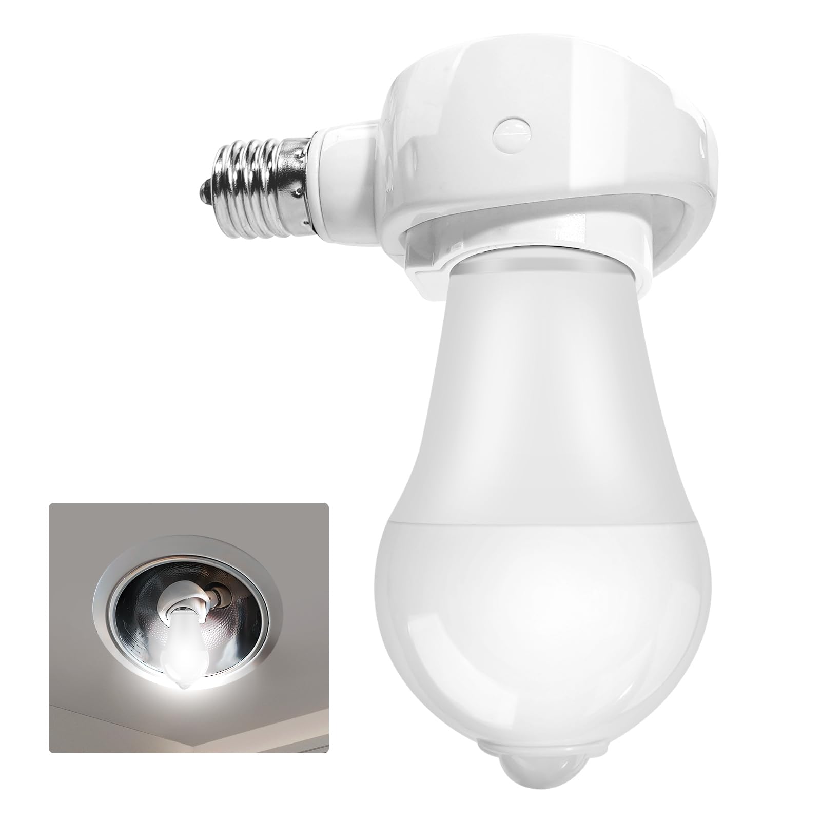 

Pispoer - E17 to E26 LED Bulb Socket - Adjustable Socket - Bulb with Motion Sensor, Light Sensor, Automatic Lighting, 60W Equivalent (Daylight Color,