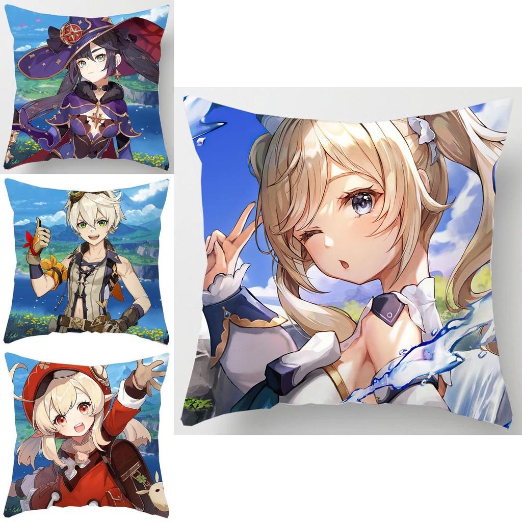 Genshin Impact Soft Polyester Peachskin Cushion Cover For Cozy Back Support