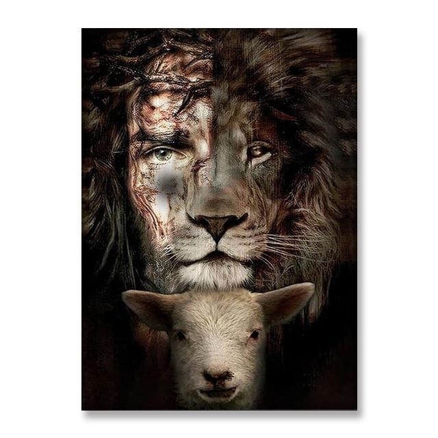 Christian Canvas Symbols the Lord Jesus Christ in Scripturethe Lion of Judah Warrior Lamb of God Wall Art Christmas Decor Gift No Frame