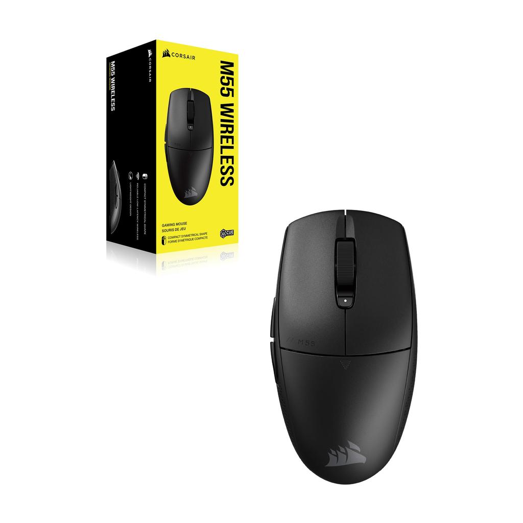 CORSAIR M55 WIRELESS Gaming iCUE Mouse, Lightweight, Wireless, SLIPSTREAM/Bluetooth Connectivity, Customizable, 24,000 DPI, Black, CH-931F000-AP
