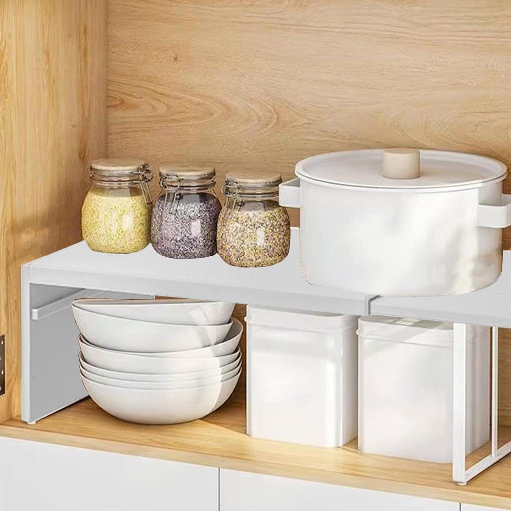 Kitchen Adjustable Shelves Space Saving Layered Space-Saving Cabinet Stackable Rack Non Slip Kitchen Storage Accessories