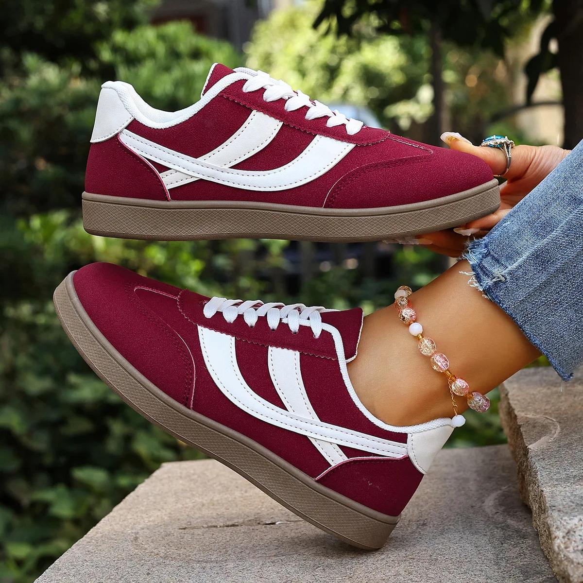 

Fashion Women s Retro Casual Flat Bottom Round Toe Sports Shoes Spring Autumn New Style Versatile Fashionable Shoes 35-43 43 красный