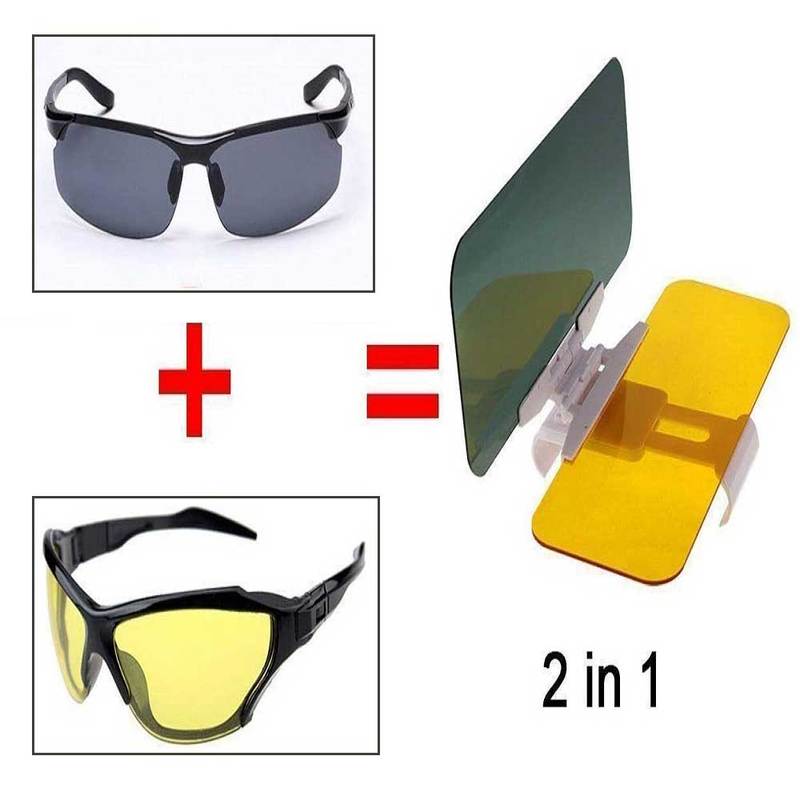 Car Sun Visor Extender Clip On Anti Glare 2 in 1 Night Day HD Anti Glare Dazzling Goggle UV Blocker for Day Night Vision Clear