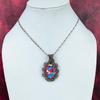 Cotton Candy Turquoise Gemstone Pendant Copper Wire Wrapped Flower Jewelry