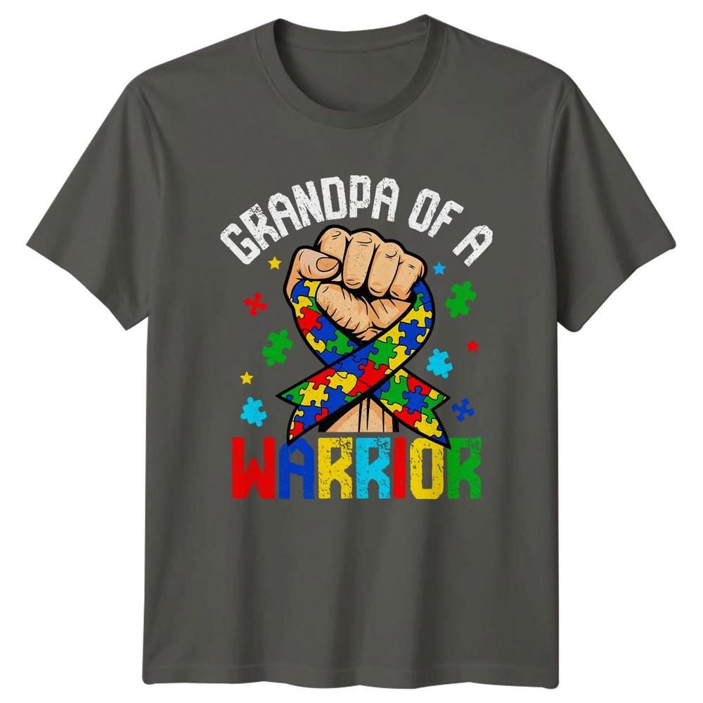 Grandpa Of A Warrior Unisexs TShirt Autism Awareness Family Support Fathers Day S