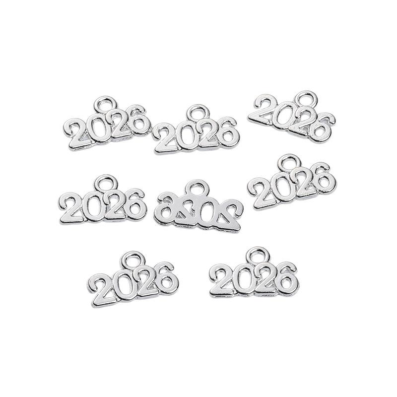 50Pcs Vintage Alloy 9*14Mm Number Charms 2026 2027 Year Pendants Diy Earring Bracelet Necklace Jewelry Making Crafts Accessories