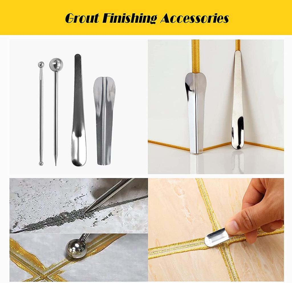 17pcs Grout Removal Tool Silicone Caulk Tool Set Glass Glue Corner Squeegee Grout Saw Blade Scraper